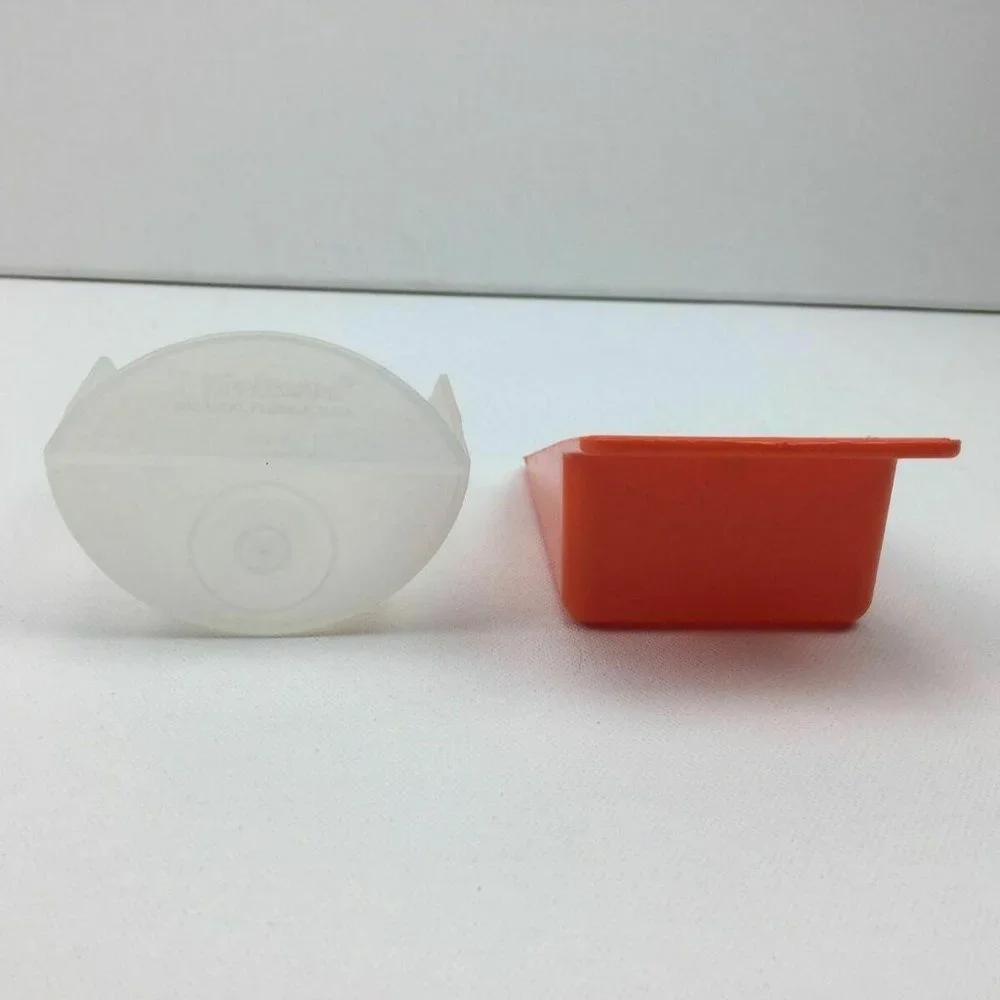 Tupperware Lot Set 2 Rocker & Canister Scoops Sheer White & Orange #292  #1452